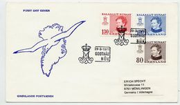 GREENLAND 1979 Queen Margarethe Definitives 80 Øre, 1.30, 1.60 Kr. On FDC.  Michel 112-14 - FDC