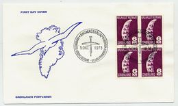 GREENLAND 1978 Handicrafts 6 Kr. Block Of 4 On FDC.  Michel 111 - FDC