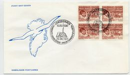 GREENLAND 1977 Grønlund Centenary Block Of 4 On   FDC.  Michel 104 - FDC