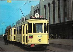 Bruxelles (1210) - TRAM : Motrice 1400 (1935) Et Remorque (1928-31) En Attente Au Terminus De La Gare Du Nord, Vers 1960 - Trasporto Pubblico Stradale