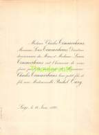 FAIRE PART MARIAGE CHARLES TIMMERHANS LOUIS CHARLES RACHEL OURY LIEGE 1892 - Mariage