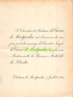 CHEVALIER DE THEUX DE MONTJARDIN JOSEPH BARONNE MATHILEDE DE POSTESTA CHATEAU DE MONTJARDIN 1891 - Mariage