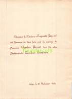 FAIRE PART MARIAGE  AUGUSTE BEURET CHARLES CAROLINE GORDINNE LIEGE 1894 - Mariage