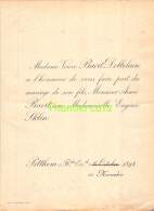 FAIRE PART MARIAGE BAERT DOBBELAERE AIME EUGENIE SKLIN PITTHEM 1894 - Mariage