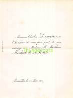 FAIRE PART MARIAGE CHARLES DEMEURE MADELEINE MESDACH DE TER KIELE BRUXELLES 1894 - Mariage