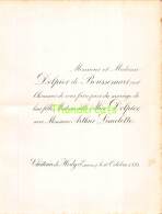 FAIRE PART MARIAGE  DELPIER DE BOUSSEMART ALICE ARTHUR LIMELETTE CHATEAU DE HODY ESNEUX 1893 - Mariage