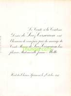 FAIRE PART MARIAGE  COMTE DESIRE DE LOOZ CORSWAREM MAURICE JEANNE MOTTE HEID DES CHENES SPRIMONT 1894 - Mariage