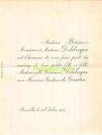 FAIRE PART MARIAGE  BRISEZ DELEBECQUE GERMAINE GUSTAVE DE GERADON BRUXELLES 1893 - Mariage