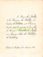 BARON DE FAILLY COMTESSE DE GOLTSTEIN MARIETTA ARTHUR DE PRET-ROOSE DE CALESBERG CHATEAU DE STRYTHEM 1894 - Mariage