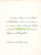 FAIRE PART MARIAGE  DE CARTIER DE MARCHIENNE EMILIE ALPHONSE DE MONTPELLIER MARCHIENNE 1893 - Mariage