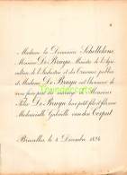 SCHELLEKENS DE BRUYN MINISTRE AGRICULTURE INDUSTRIE TRAVAUX FELIX GABRIELLE VAN DEN CORPUT BRUXELLES 1894 - Mariage