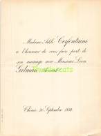 FAIRE PART MARIAGE  ADELE CERFONTAINE LEON GILMAN AVOCAT CHENEE 1894 - Mariage