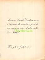 FAIRE PART MARIAGE  CAMILLE CASTERMANS EVA POULET HUY 1894 - Mariage