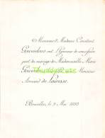 FAIRE PART MARIAGE  CONSTANT GOUWELOOS MARIE ARMANS DE LAIRESSE BRUXELLES 1893 - Mariage