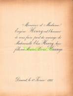 FAIRE PART MARIAGE  EUGENE HENRY ELISE XAVIER WASSEIGE DINANT 1893 - Mariage