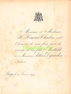FAIRE PART MARIAGE  HANSON THOELEN MATHILDE ARTHUR DEJARDIN NOTAIRE LIEGE 1894 - Mariage