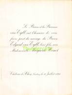 FAIRE PART MARIAGE  BARON VAN EYLL EDGARD MARGUERITE HENOT CHATEAU DE LHOS NANDRIN 1894 - Mariage