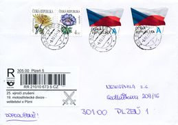 M0865 - Czech Rep. (2017) 305 00 Plzen 5 (R-label: 25. Anniversary Of Division Abolition (crossed Swords)) - Storia Postale