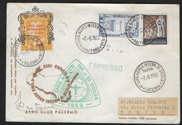 4° GIRO AEREO INTERNAZIONALE DI SICILIA -PALERMO-CT-PALERMO - BUSTA UFFICIALE FIRMATA PILOTA 07.06.1952 - Luchtpost
