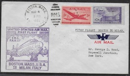 PRIMO VOLO T.W.A. BOSTON-MILANO - DISPACCIO DALL'AEROPORTO - 04.03.1950 - Airmail