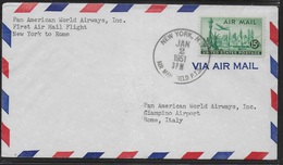 PRIMO VOLO PAN AM.-  NEW YORK-ROMA - DISPACCIO DALL'AEROPORTO - 02.01.1951 - - Airmail