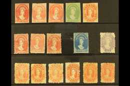 TASMANIA 1857-1871 CHALONS - selection Of Cleaned Stamps On A Stock Card, Comprising 1d (x3), 2d & 1s Imperf And 1d (x3) - Sonstige & Ohne Zuordnung