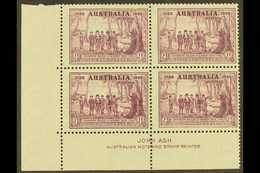 1937 9d Purple NSW, SG 195, Fine Mint Lower Left Corner 'JOHN ASH' IMPRINT BLOCK Of 4 With Roller Shift To Right Frame,  - Sonstige & Ohne Zuordnung