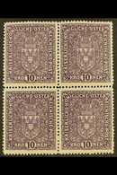 1917 10k Violet, Perf.12½, 25x30mm, BLOCK OF FOUR, Mi 207 I, Never Hinged Mint. For More Images, Please Visit Http://www - Sonstige & Ohne Zuordnung