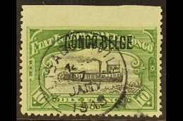 CONGO 1909 "Congo Belge" Overprint On 10fr Black And Green, Perf 12, Variety "imperf At Top, SG 55b Var, Superb Used. Fo - Other & Unclassified