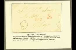 1826 (JUN) ENTIRE LETTER TO PERU 1826 (3 Jun) EL From La Paz To Arequipa Showing Colonial Single Rate Postage Of 2½r In  - Bolivien