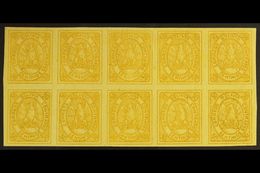 1867-68 50c Yellow Condor (SG 8, Scott 5), Very Fine Mint (most Stamps Never Hinged) BLOCK Of 10 (5x2), All Stamps With  - Bolivia