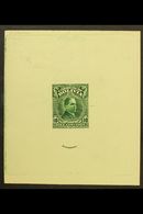 1928 IMPERF DIE PROOF For The 10c President Siles Issue (Scott 190, SG 222) Printed In Green On Ungummed Thin Paper With - Bolivia