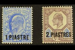 1905 - 08 1pi On 2½d Ultra And 2pi On 5d Dull Purple And Ultra, SG 13/14, Very Fine Mint. (2 Stamps) For More Images, Pl - Levante Britannico