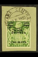 ERITREA 1948 2s 50c On 2s 6d Green, Variety "Misplaced Stop", SG E10a, Superb Used On Piece With Asmara Cds Cancel. For  - Italian Eastern Africa