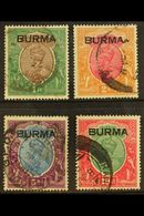 1937 1r - 10r Complete With Burma Ovpts, SG 13/16, Good To Fine Used With Some Minor Faults. Cat £168. (4 Stamps) For Mo - Birmania (...-1947)