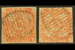 1851-60 3d Red Both Shades (SG 1/2), One With 4 Good Margins And Fine "1" In Barred Oval Cancel, Small Hinge Thin; The O - Altri & Non Classificati