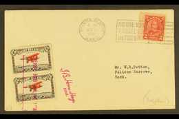 CHERRY RED AIRLINES 1931 Cover Franked 2c Geo V Plus Vertical Pair Of 10c Via Air 1oz Labels, Showing The Variety "Snow  - Sonstige & Ohne Zuordnung