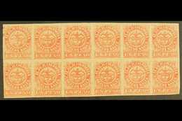 1868 1p Rose Red Type I, Scott 57b, An Impressive Mint BLOCK OF TWELVE (6 X 2), Several Lines Of Creasing And With Some  - Colombia