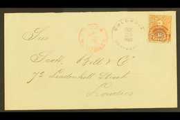 1889 COVER TO ENGLAND Bearing 1886 10c Orange Tied By Cartegena Violet Duplex Of OCT 29, 1889, Red "TRANSITO / COLON" Al - Kolumbien