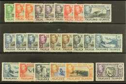 1938-50 Pictorial Definitive Set Plus Some Additional Shades, SG 146/63, Fine, Lightly Hinged Mint (24 Stamps) For More  - Falkland