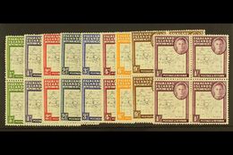 1948 Thin Map Set Complete In Blocks Of 4 With One Stamp In Each Block Showing The Variety "Dot In T", SG G9a/16a, Very  - Falklandinseln