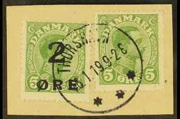 1919 2o On 5o Green Used On Piece With 1913-28 5o, Mi 1, Very Fine Used With "Thorshavn 16.1.19" C.d.s. Postmark. The Is - Isole Faroer