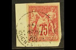 COCHIN CHINA 1880 75c Carmine, Type Sage, Yv 28, Superb Tied On Piece By "Saigon Avril 80 Cochinchine" Cds. For More Ima - Other & Unclassified