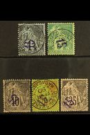 DIEGO SUAREZ 1890 Surcharges Complete Set (Yvert 1/5, SG 1/5), The 15 On 10c With Surcharge Inverted (Yvert 3a) Fine/ver - Other & Unclassified