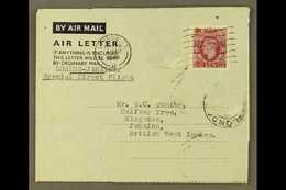 AIRCRAFT CRASH MAIL 1946 (4 SEP) 6d Postal Stationery Aerogramme Of Great Britain From London To Jamaica, Flown By B.S.A - Gambia (...-1964)