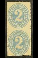 SCHLESWIG - HOLSTEIN 1865 2S Grey Blue Issue For Holstein, Mi 21, Vertical Mint Pair, Lower Stamp NHM. For More Images,  - Other & Unclassified