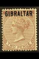 1886 2d Purple-brown Overprinted, SG 3, Mint With Large Part Gum. For More Images, Please Visit Http://www.sandafayre.co - Gibilterra