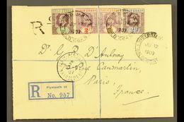 1907 Registered Cover To France Franked Ed VII ½d To 2½d Tied By Victoriaborg Ju 12 1907 Double Ring Cds Cancels With Ha - Goldküste (...-1957)