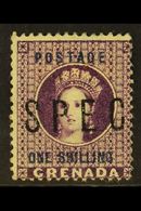 1875 1s Deep Mauve Surcharge With "SPEC(IMEN)" Overprint, SG 13s, Fine Unused No Gum, Fresh & Rare, Only Two Sheets (240 - Grenada (...-1974)