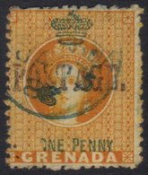 1883 1d Orange Overprinted "POSTAGE" With "INVERTED "S", SG 27c, Used With Neat Blue Cds, A Few Ragged Perfs As Normal.  - Grenada (...-1974)